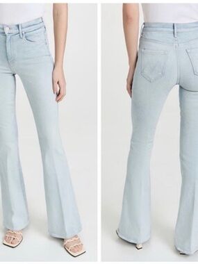 MOTHER The Super Cruiser Double Heel Light Blue High-Rise Flare Jean size 34